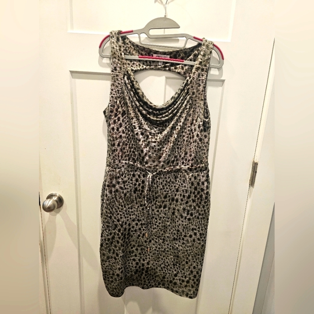 Jennifer Lopez Women’s Large Animal Print Cowl Neck Sleeveless Dress Gray Black